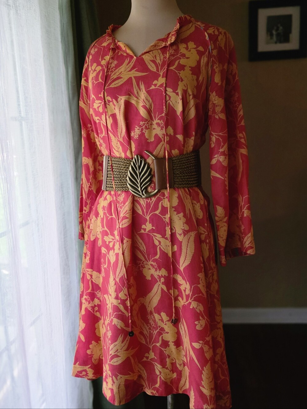 Marigold Lane | Floral Viscose Linen Breezy Shift Dress - Small Coastal Grandma